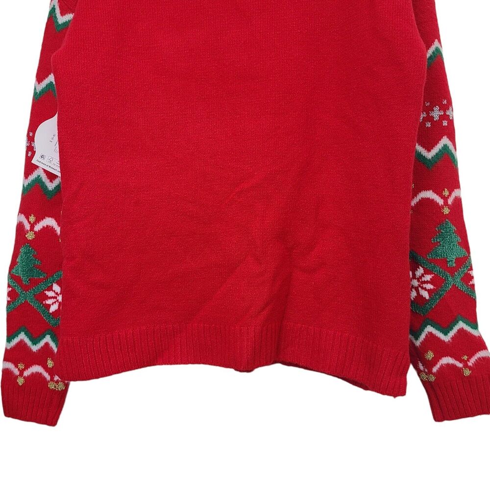 Holiday Time Womens Sz Small Holiday Christmas Knit Ugly Sweater Red w Headband - Picture 11 of 12